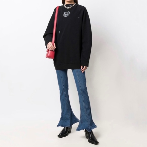 TTSWTRS  Logo Crew Neck Black Sweatshirt UNIFIT Distressed - Picture 11 of 11